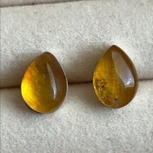 Hand Crafted Amber Teardrop Earrings